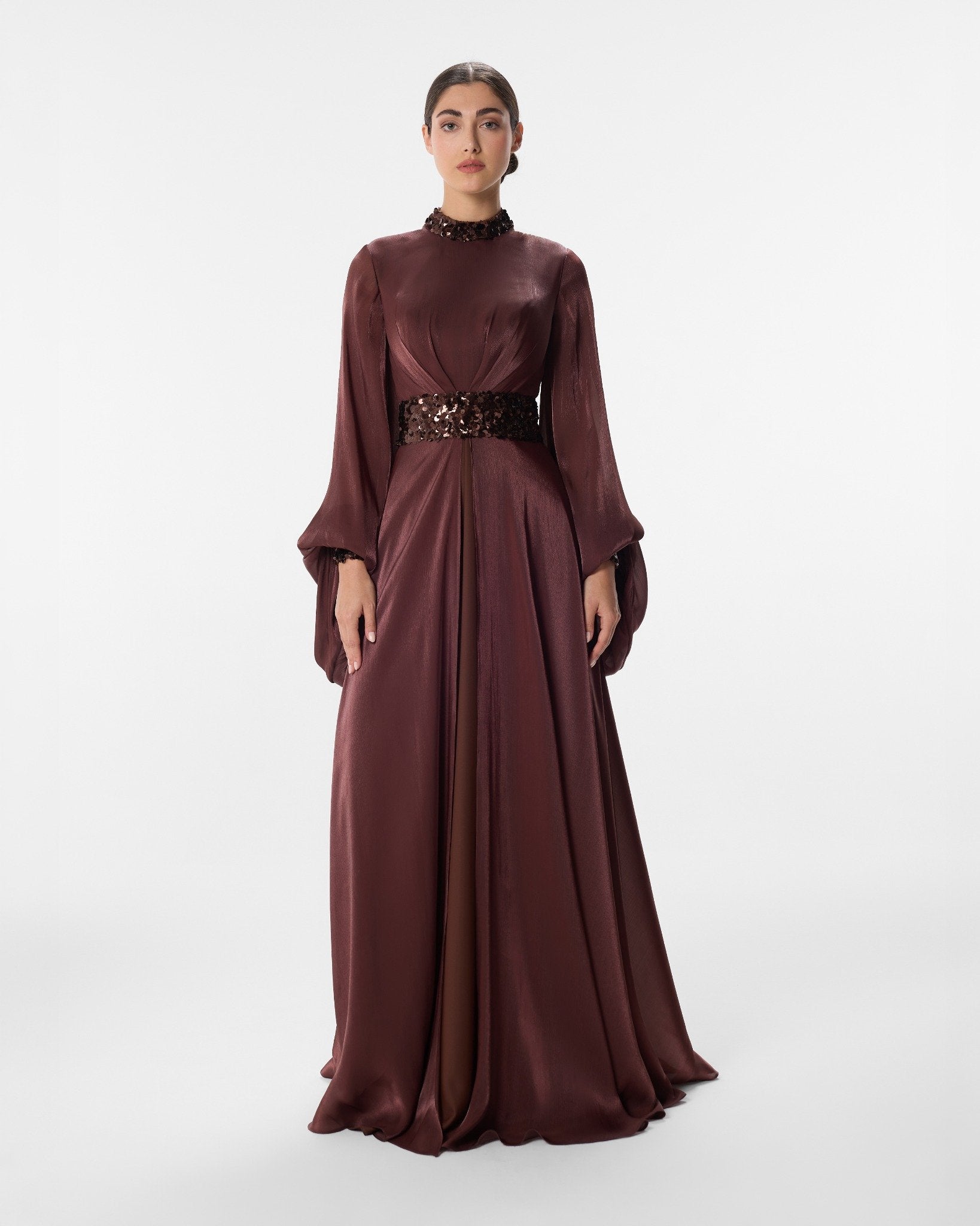 Valentina Burgundy A-Line Dress