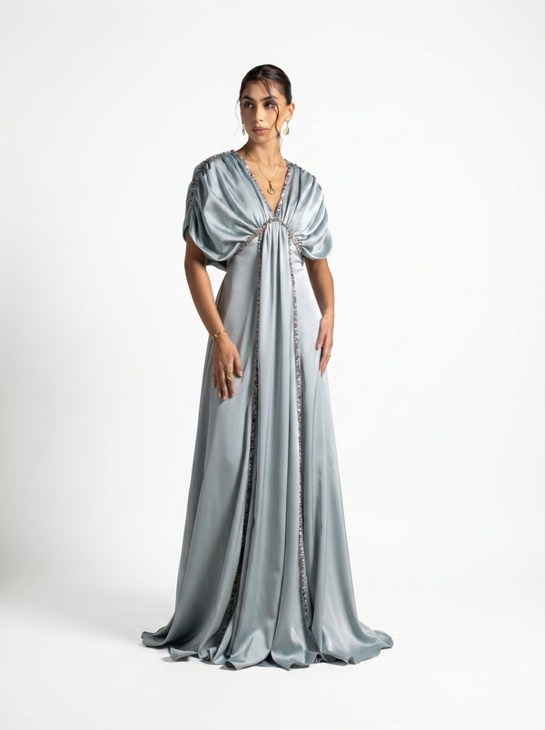 Cyra Sage Green Soft Drape Gown
