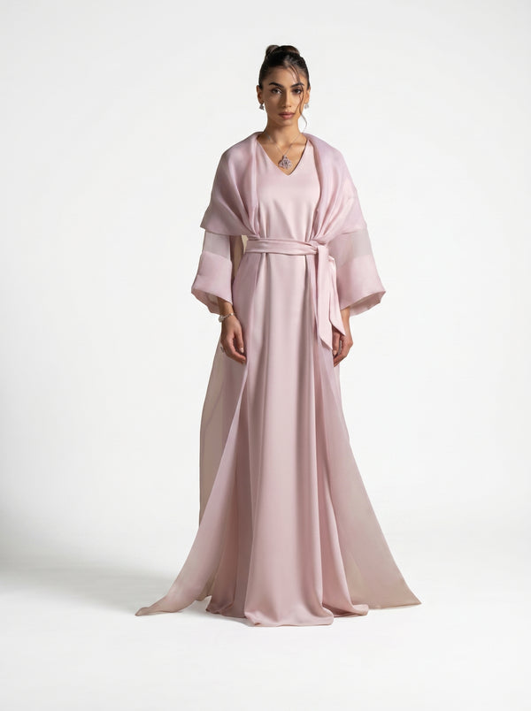 Isis Pink Quartz Embellished Fluid Gown Set