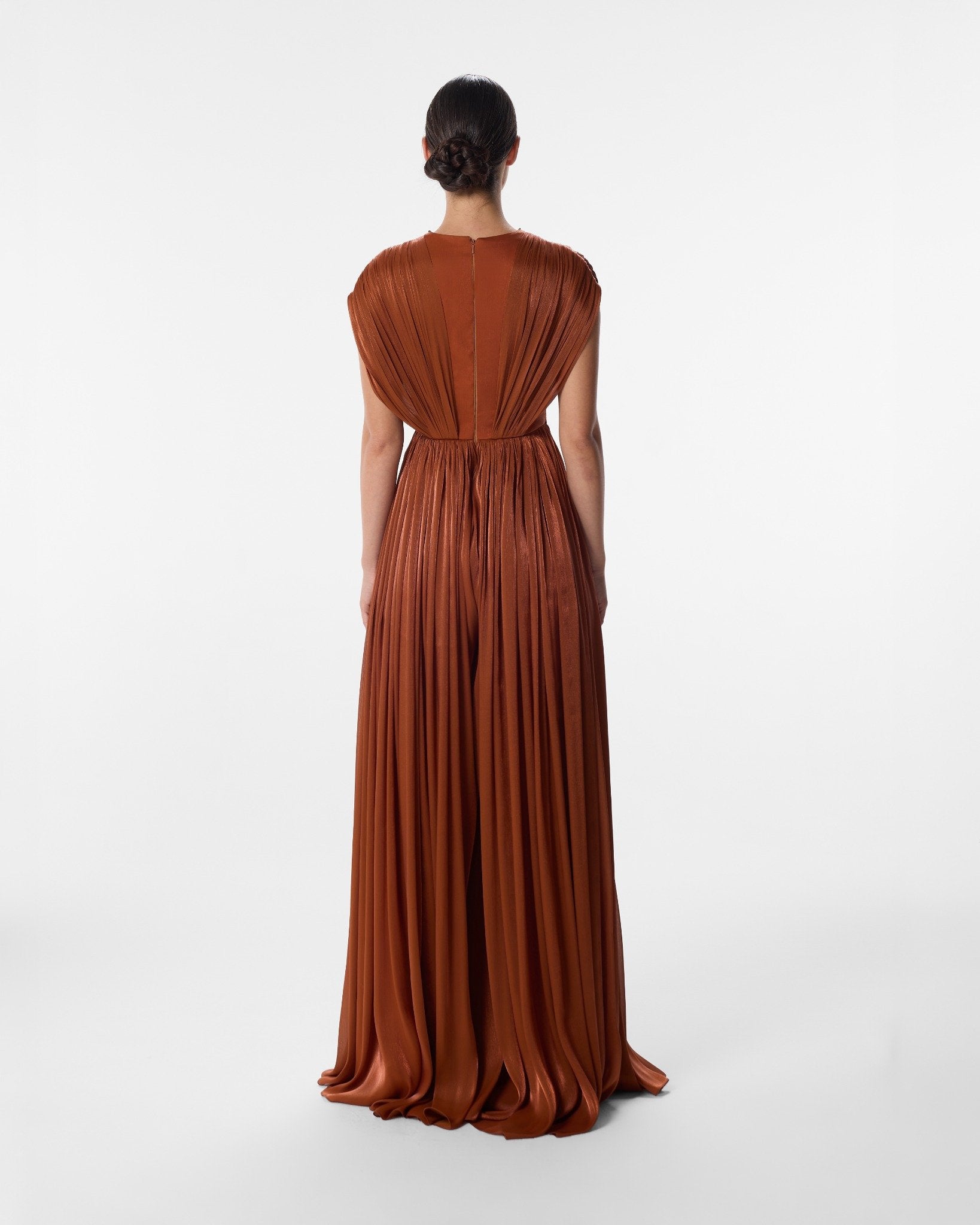 Petra Terracotta Maxi Dress in Crepe