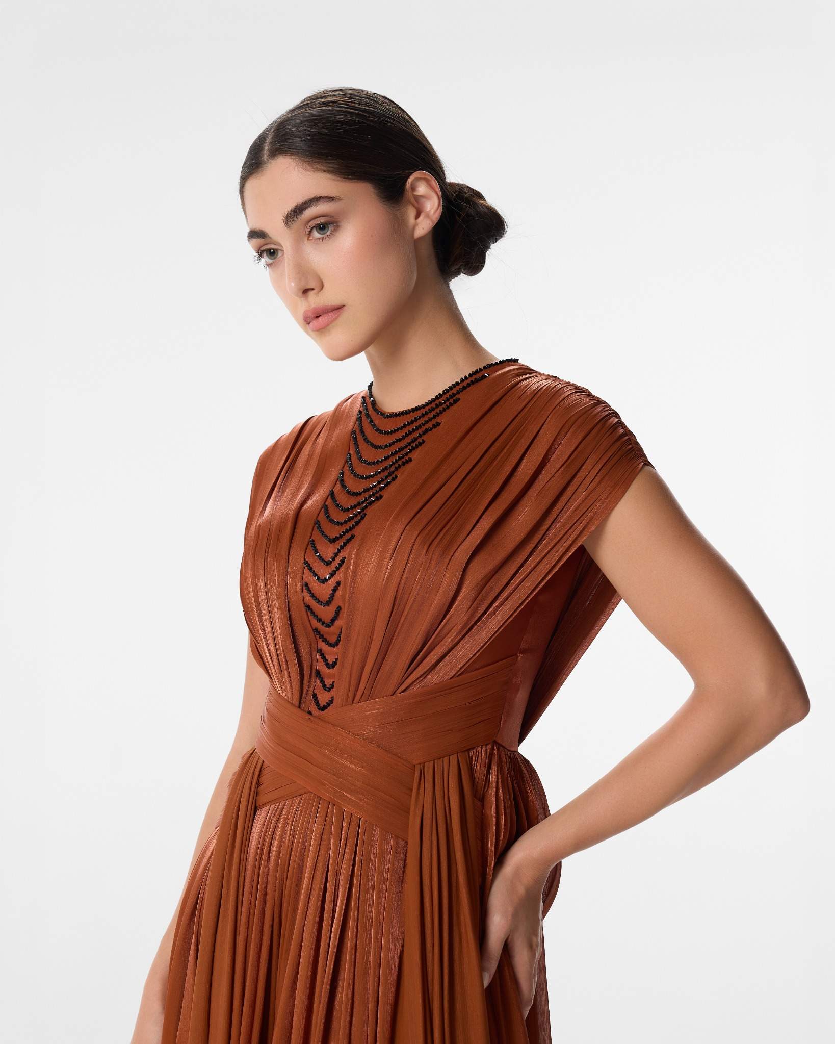 Petra Terracotta Maxi Dress in Crepe