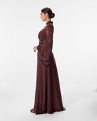 Valentina Burgundy A-Line Gown in Organza