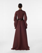 Valentina Burgundy A-Line Gown in Organza
