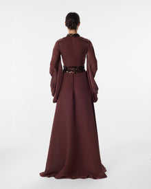 Valentina Burgundy A-Line Gown in Organza