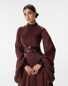 Valentina Burgundy A-Line Gown in Organza