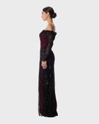 J'Adore Oxblood Sequin Lace Column Gown