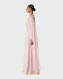 Jolie Blush Pink Lace A-Line Gown with Floral Embellishment