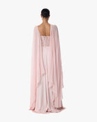 Jolie Blush Pink Lace A-Line Gown with Floral Embellishment