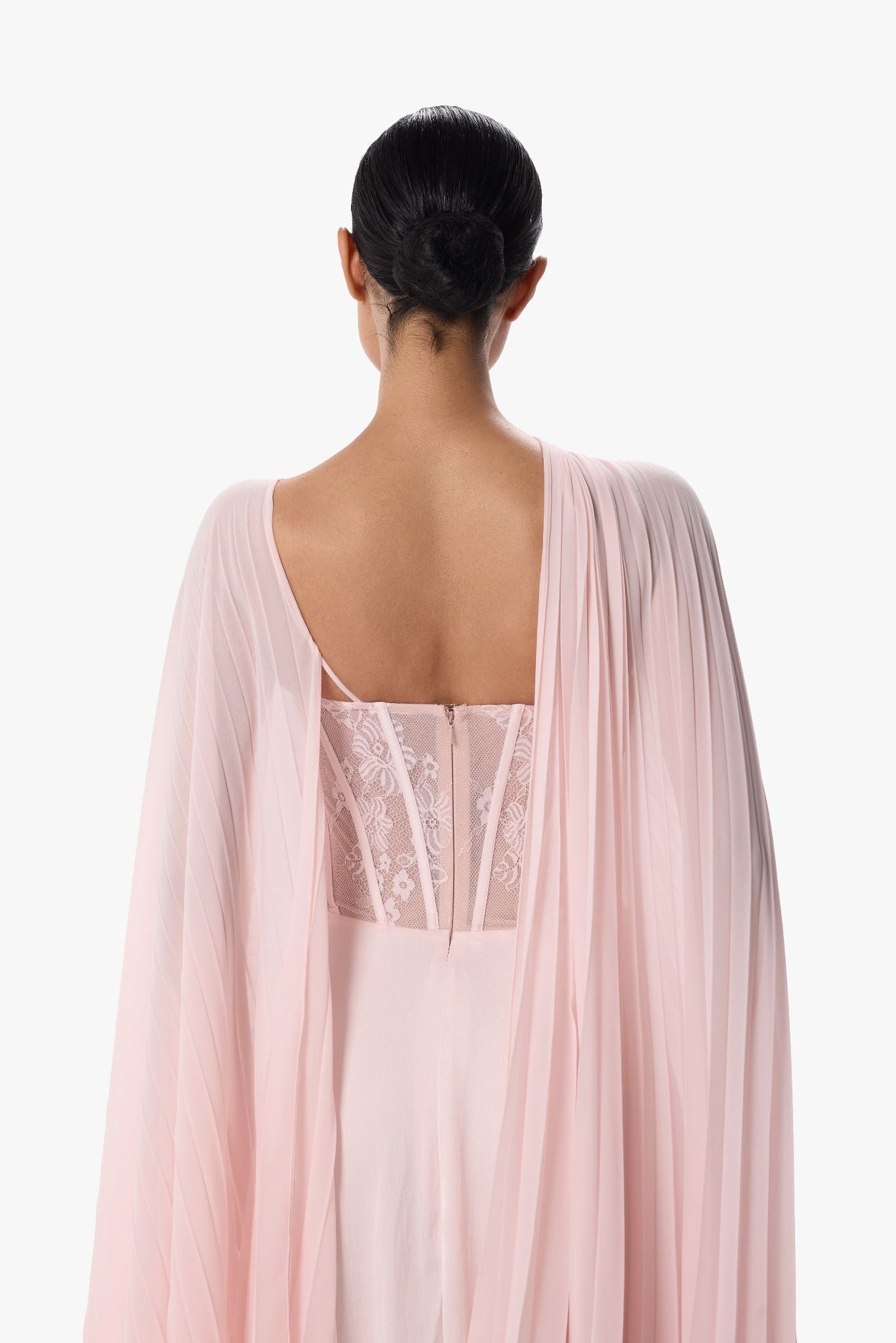 Jolie Blush Pink Lace A-Line Gown with Floral Embellishment