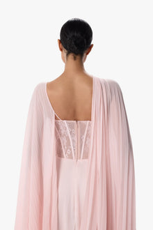 Jolie Blush Pink Lace A-Line Gown with Floral Embellishment