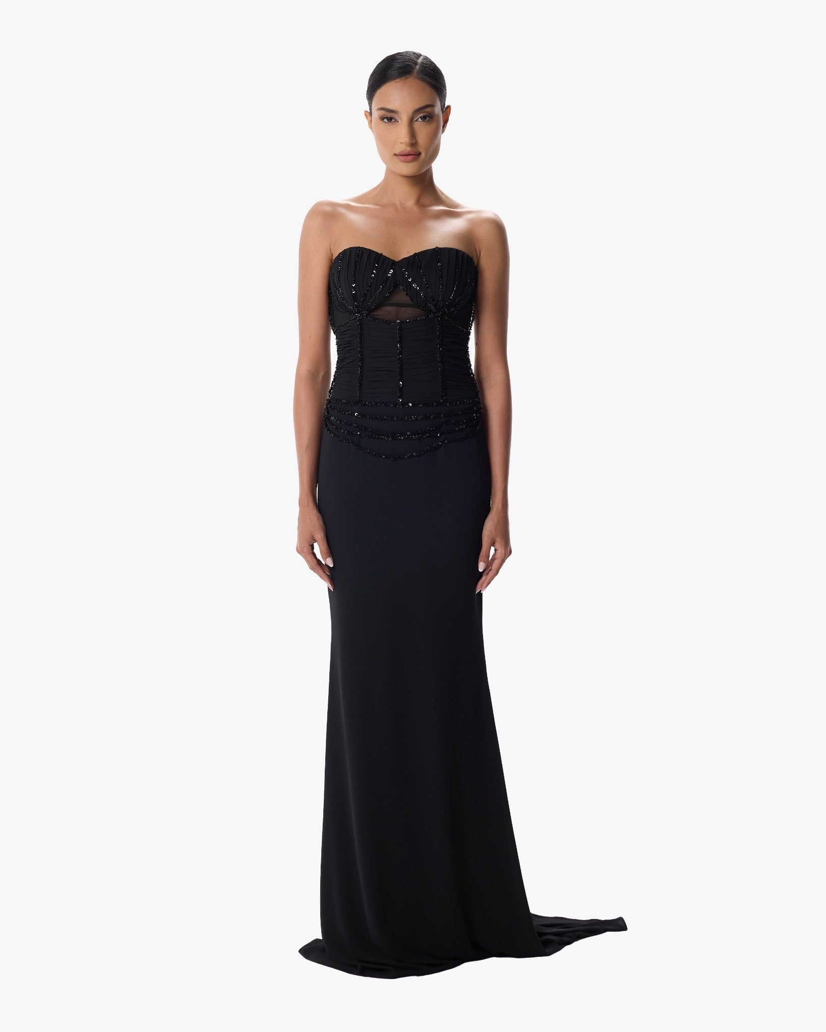 Loulou Black Mermaid Corset Dress with Cape