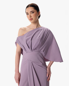 Iriza Mauve One Shoulder Wide Leg Jumpsuit in Crepe