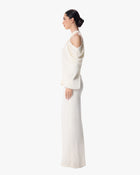 Nala Ivory Sequin Halter Column Gown with Rose Gold Panel