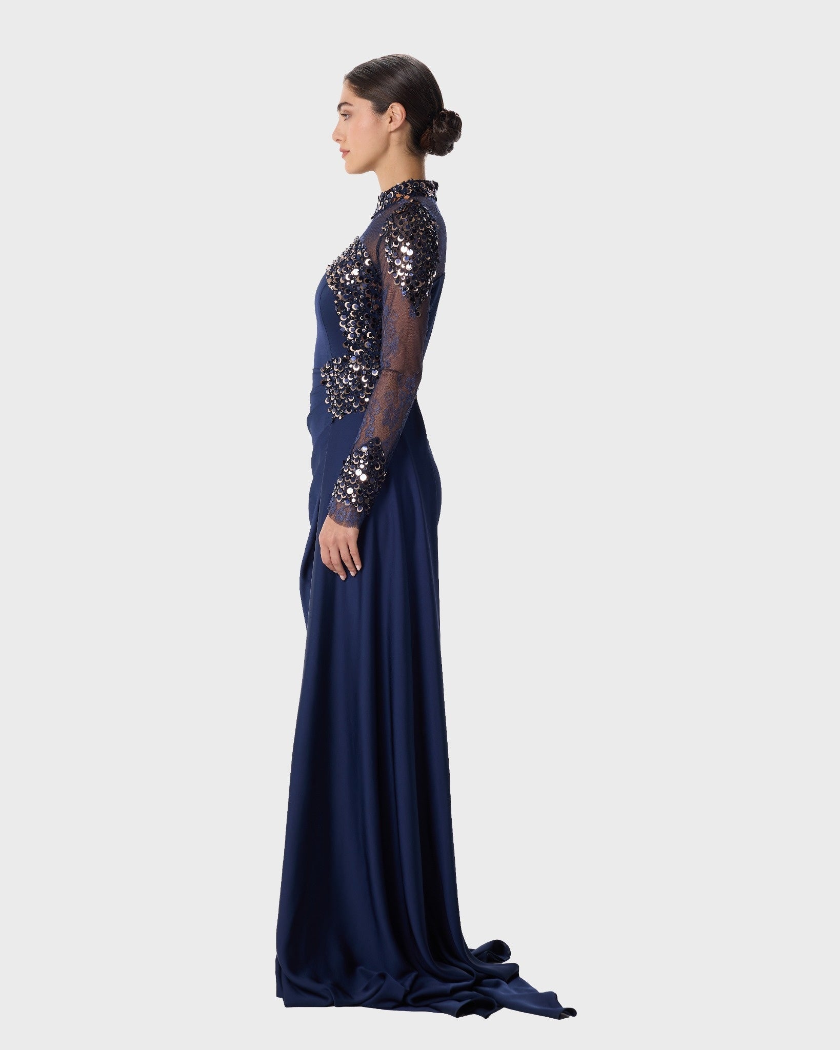 Carter Midnight Navy Paillette Lace Dress