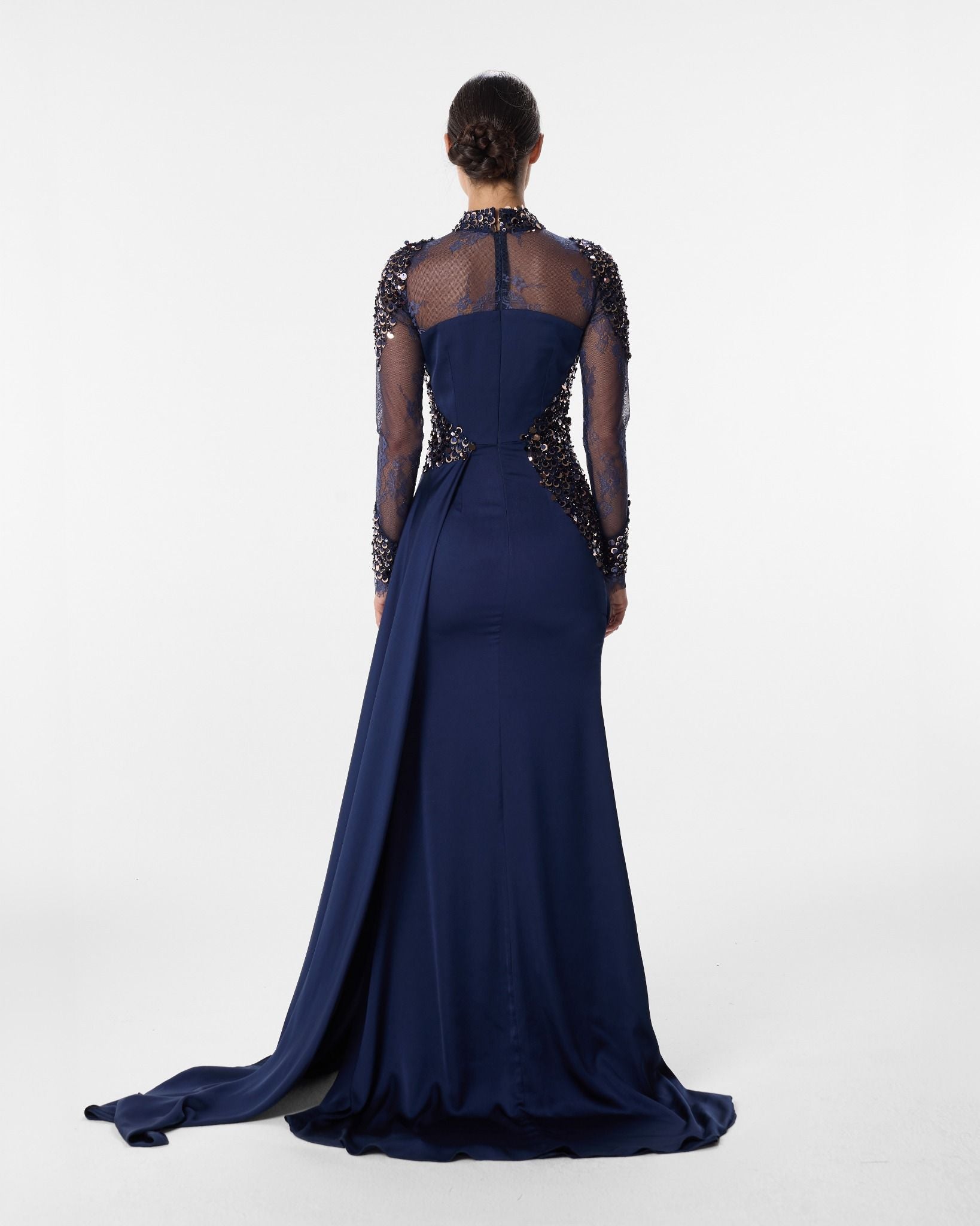 Carter Midnight Navy Paillette Lace Dress