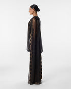 Heidi Black and Gold Velvet Flocked Lace Dress
