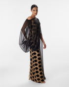 Heidi Black and Gold Velvet Flocked Lace Dress