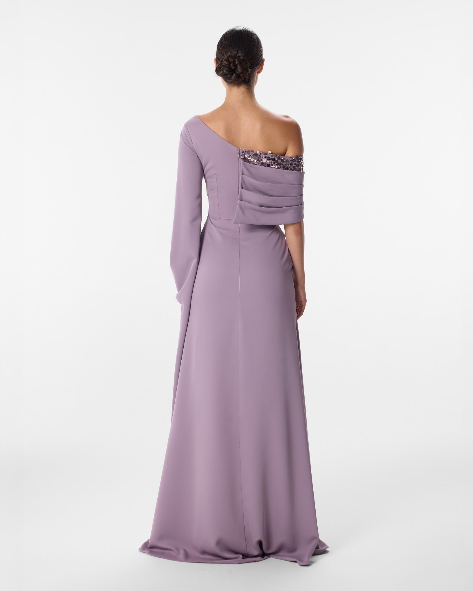 purple bell sleeve dress Contrasting Sweater Turn heads in this embroidered floral applique long cold shoulder bell sleeve dress with A EsEiCo Womens Casual Square Neck