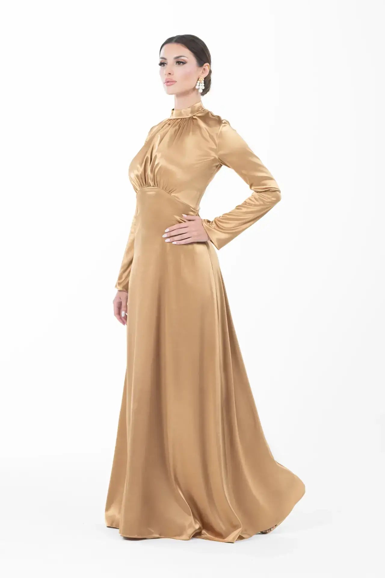 satin cape dress set Classic Elegance Purple Satin Cape & Fringe Maxi Dress Set sunfere