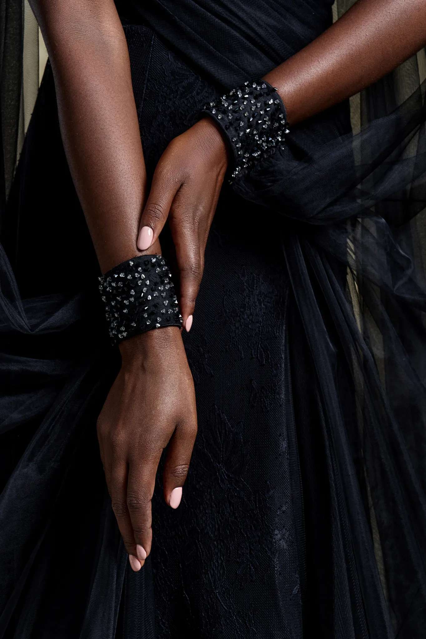 Obsidian Elegance Black Strapless Gown