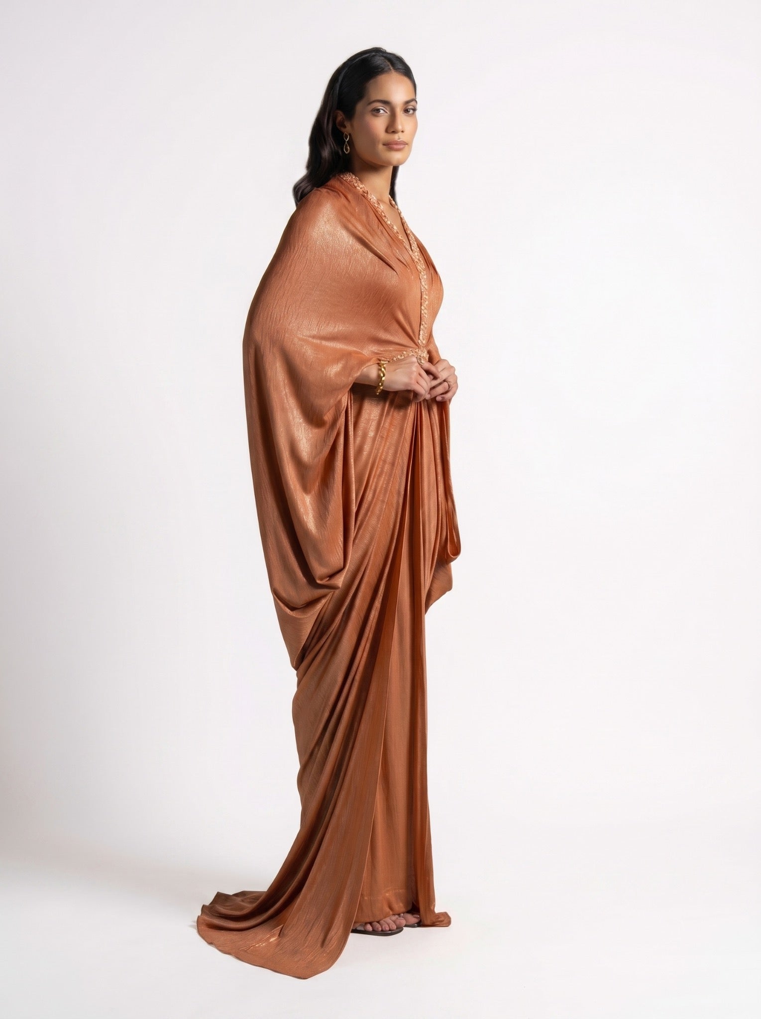Moon Tangerine Kaftan Wide Sleeve Gown Set