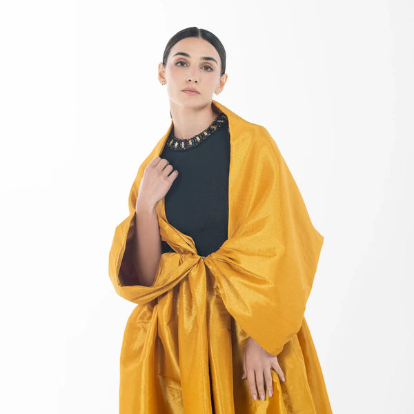 Ora Set elegant two-piece maxi dress in yellow from Artista Ramadan 2025 collection, perfect evening wear.