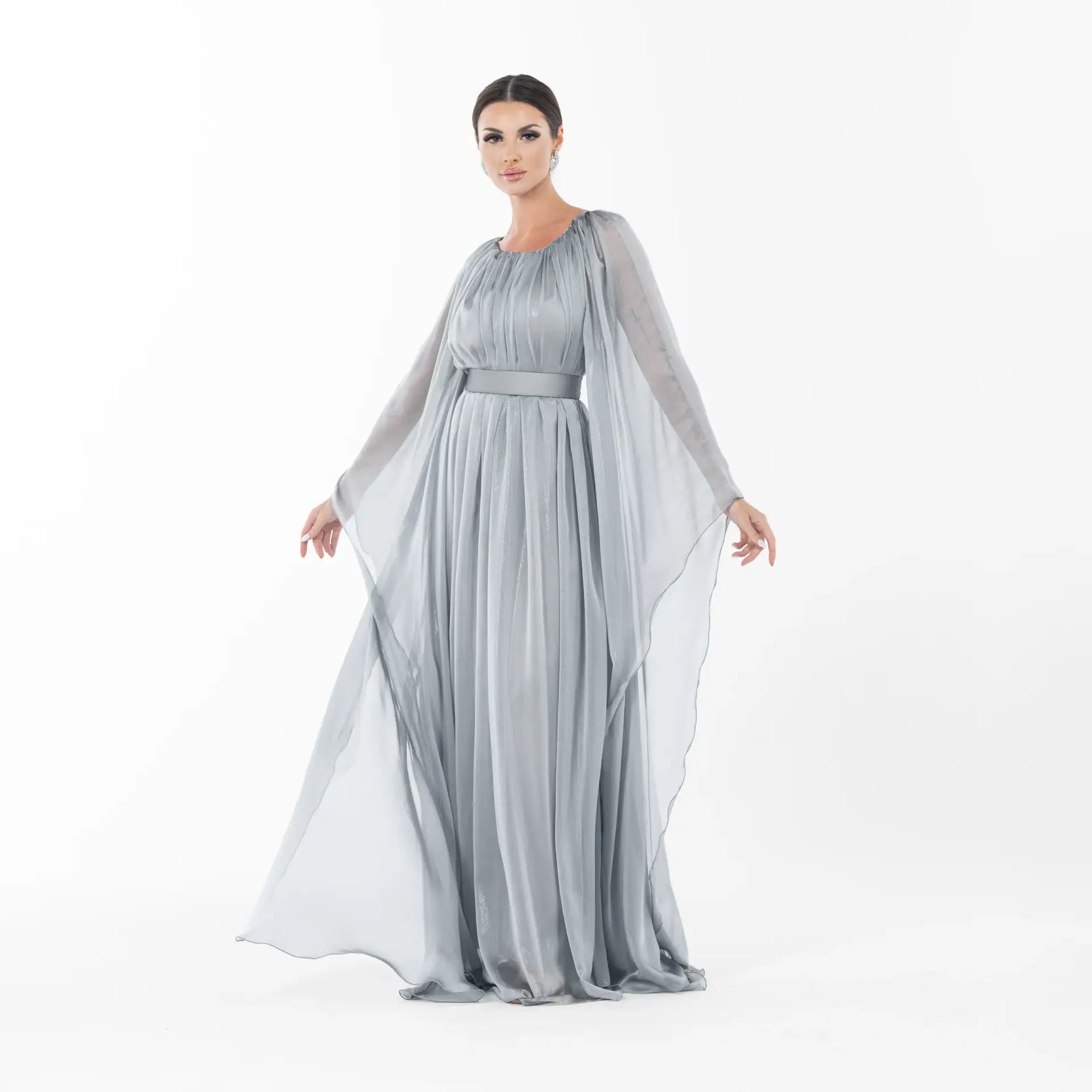 Cellini Grey Chiffon Ethereal Gown
