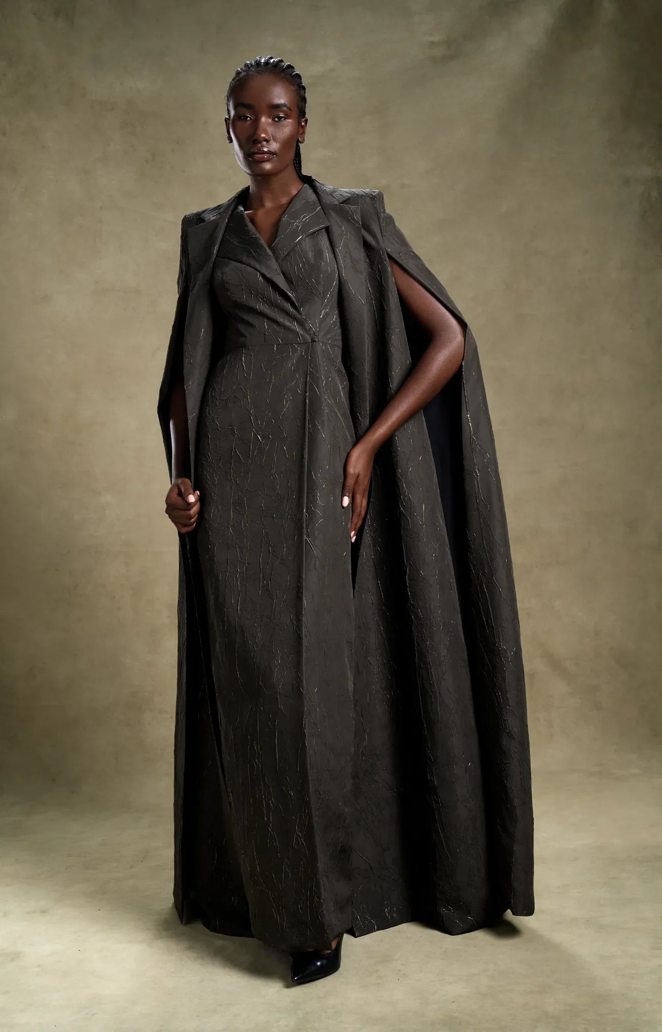 grey cape dress Simone Grey Sequin Cape Sleeve Maxi Dress Frock and Frill