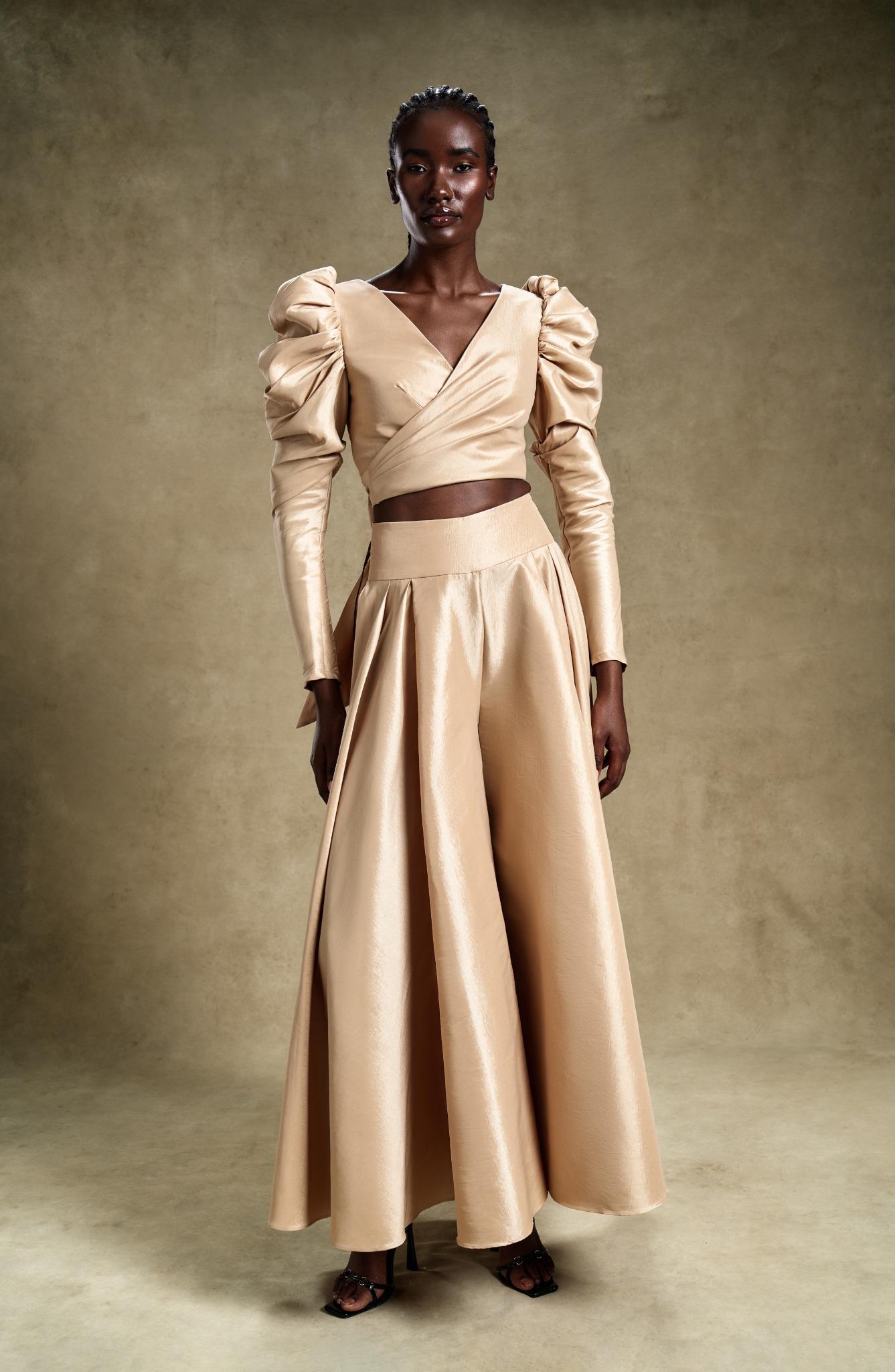 Champagne Poise - Luxe Evening Wear for Modern Women
