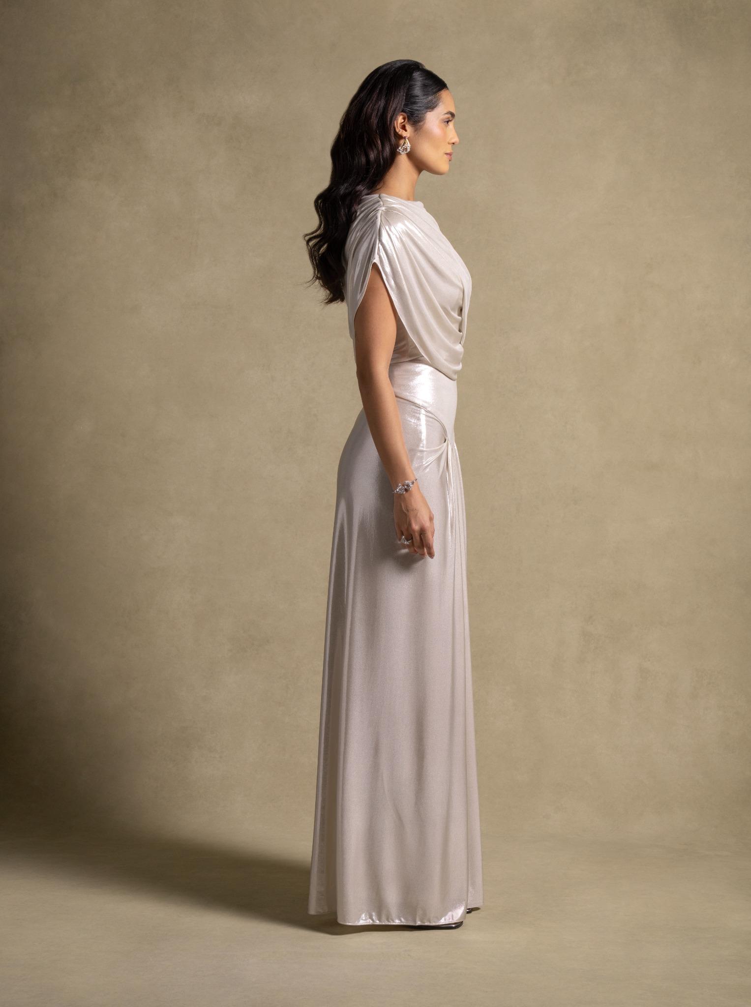 Amalia Set - Elegant Silver Gown for Evening Wear