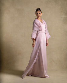 Isis Set pink quartz evening wear dress from the Zarina Collection, showcasing luxury women's clothing and high-end fashion.