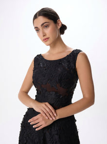 Poison Black Lace A Line Ball Gown with Cathedral Train