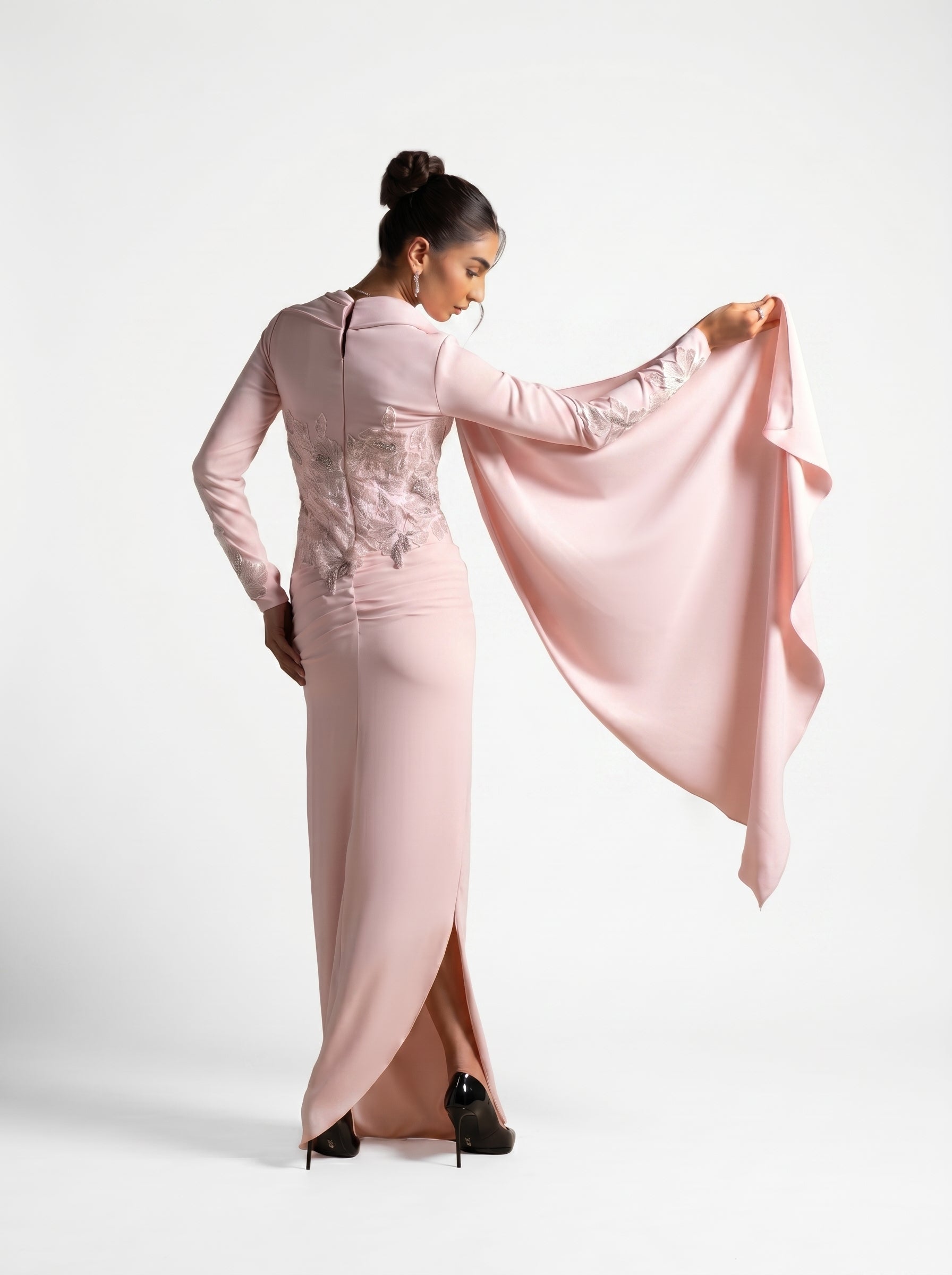 Lady Mooei Pink Sweetheart Embroidered Couture Ball Gown