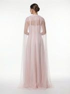 Lily Blush Pink Pleated Set back by MOOEi — Luxury Evening Wear Dubai
