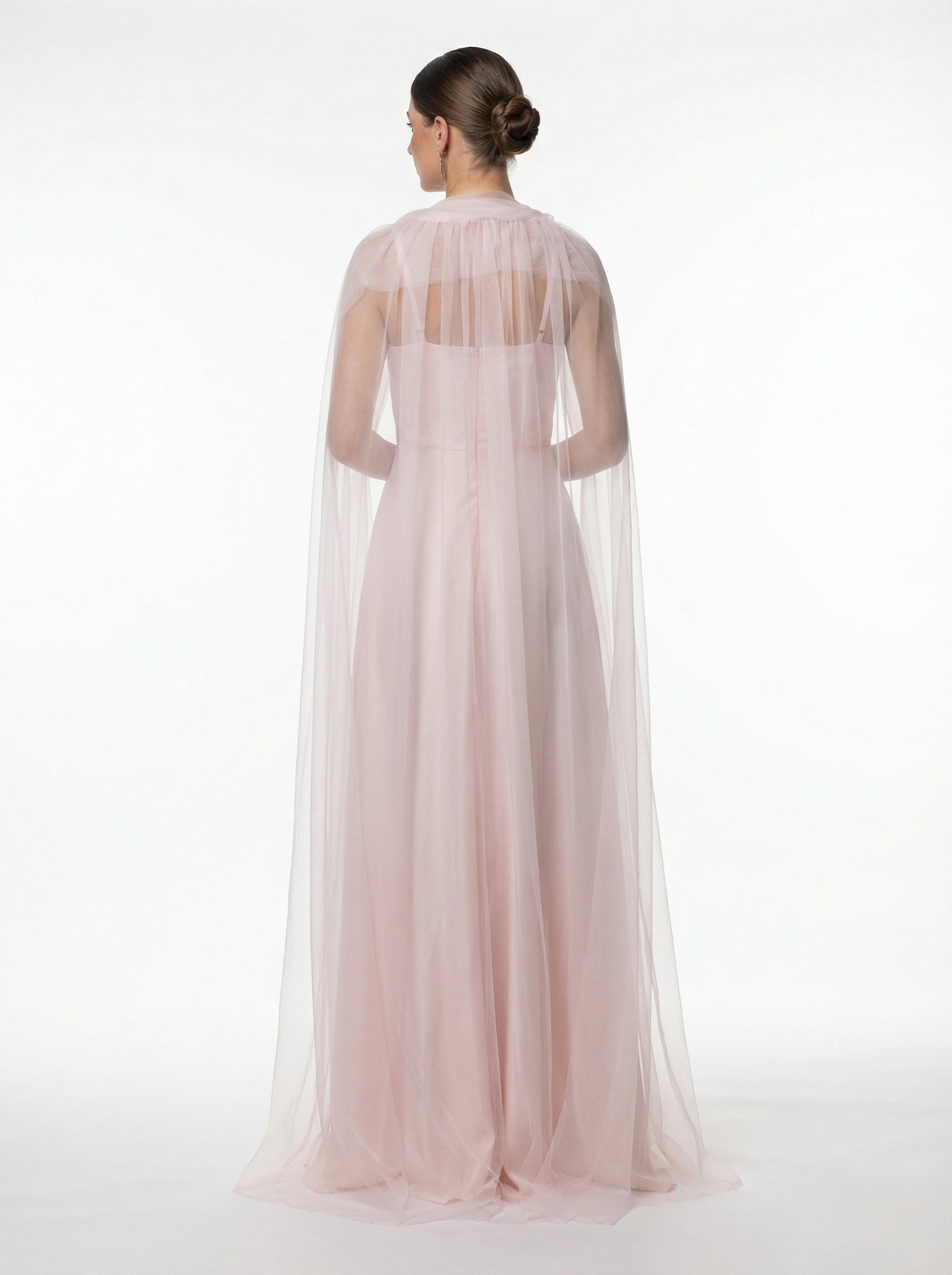 Lily Blush Pink Pleated Set back by MOOEi — Luxury Evening Wear Dubai