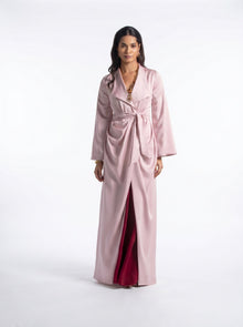Zenna Maroon Pink Quartz Draped Cinched Waist Gown
