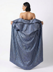 MissOvo Blue Silver Two Piece Set side view by MOOEi — Luxury Evening Wear Dubai