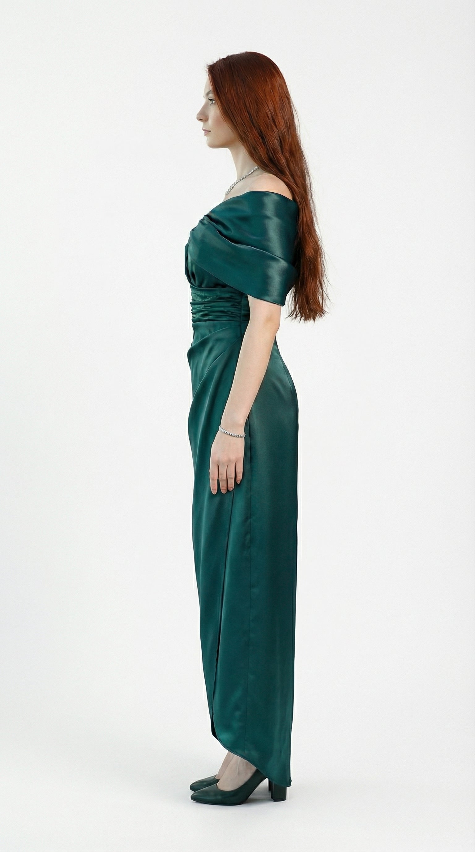 Maia Emerald Lace Corset Gown detail by MOOEi — Luxury Evening Wear Dubai