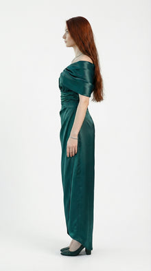 Maia Emerald Lace Corset Gown detail by MOOEi — Luxury Evening Wear Dubai