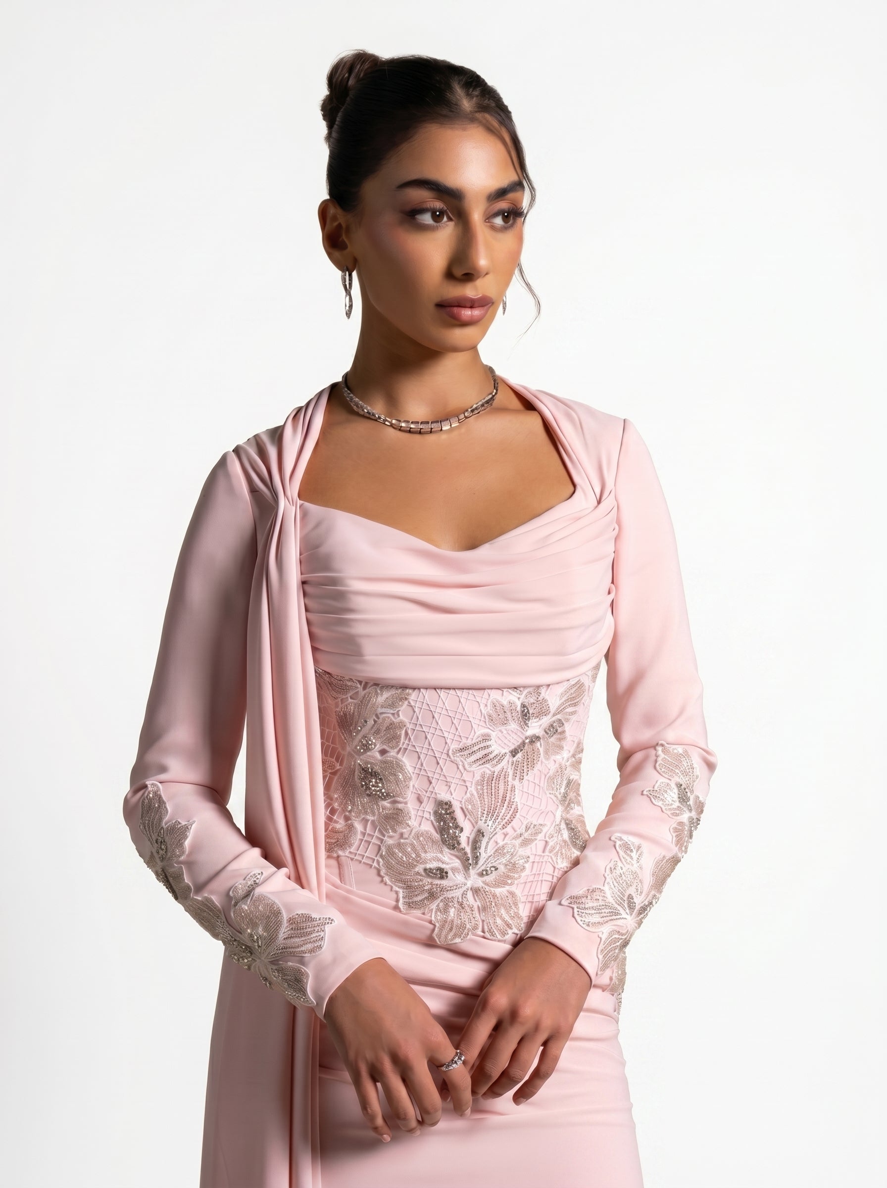 Lady Mooei Pink Sweetheart Embroidered Couture Ball Gown