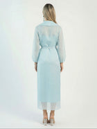 Orla Baby Blue Organza Layered Gown side view by MOOEi — Luxury Evening Wear Dubai