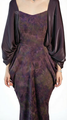 Yara Eggplant Satin Statement Gown back by MOOEi — Luxury Evening Wear Dubai