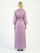 Oona Lavender Sheer Organza Belted Gown side view by MOOEi — Luxury Evening Wear Dubai