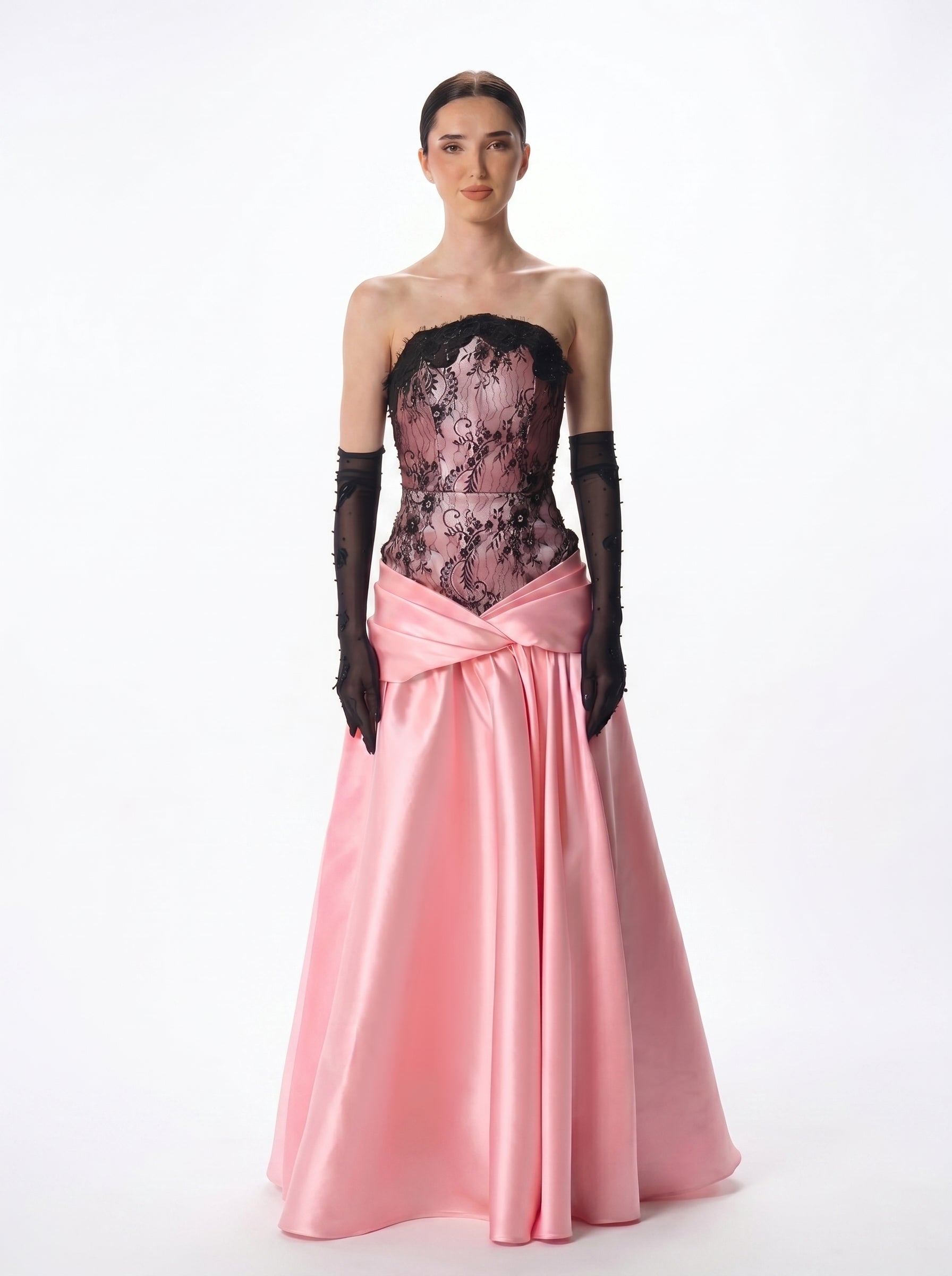 pink and black lace dress Tulle Ball Gown Sweet 16 Dress, Pink and Black Lon Cutedressy Model is 57 and wears UK size 8 / US size 4Product Information Pigalle Pink Black Ball Gown