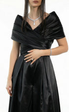 Nola Black Satin Jumpsuit back by MOOEi — Luxury Evening Wear Dubai