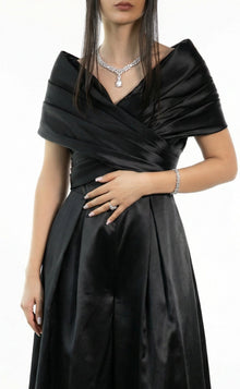 Nola Black Satin Jumpsuit back by MOOEi — Luxury Evening Wear Dubai
