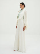 Celestine Ivory Embellished Couture Jumpsuit in Chiffon