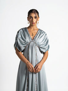 Cyra Sage Green Soft Drape Gown