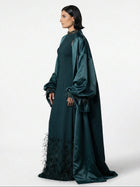 Majestique Emerald Feather Set detail by MOOEi — Luxury Evening Wear Dubai