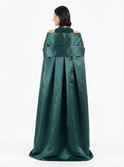 Majestique Emerald Crepe Lace Set side view by MOOEi — Luxury Evening Wear Dubai